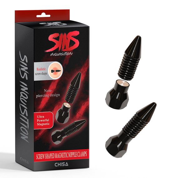 Затискачі для сосків магнітні Chisa Sins Inquisition, чорні Sex Aura