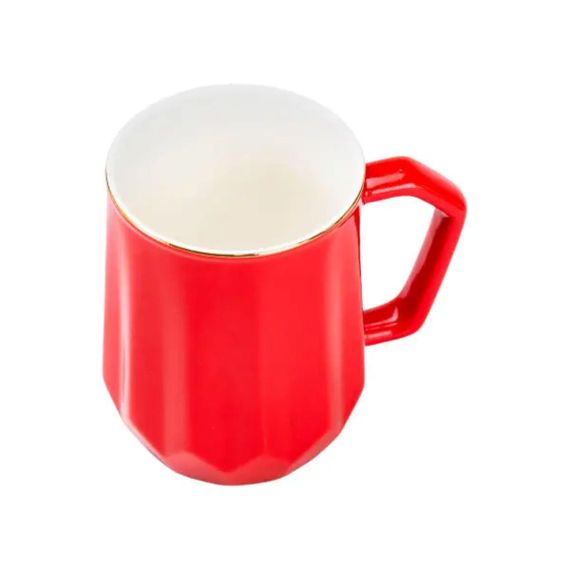 Чашка фарфоровая для чая и кофе 400 мл кружка универсальная Красная HP7189R | Зображення 1