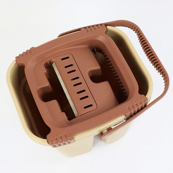 Комплект швабра та відро (11 л) з автоматичним віджимом, Cleaning Mop, Коричневий / Набір для миття підлоги / Відро з шваброю для | Зображення 3