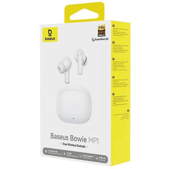 Бездротові TWS навушники Baseus Bowie MP1 (A00106) Moon White | Зображення 3