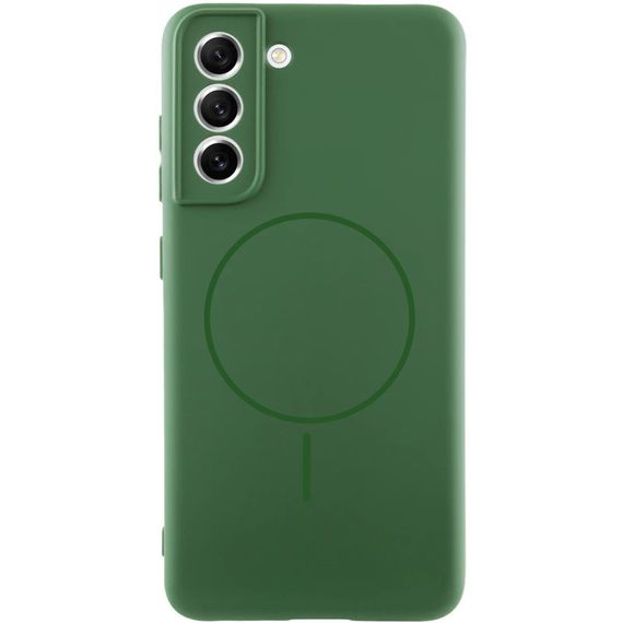 Чехол Silicone Cover Lakshmi Full Camera (AA) with MagFit для Samsung Galaxy S21 FE Зеленый / Dark green
