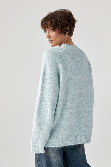 Теплий в'язаний светр oversize - бірюзовий цвет, ONE SIZE (є розміри) | Зображення 1