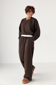 Теплий спортивний костюм з контрастним нижнім шаром - темно-коричневий цвет, M/L (є розміри)