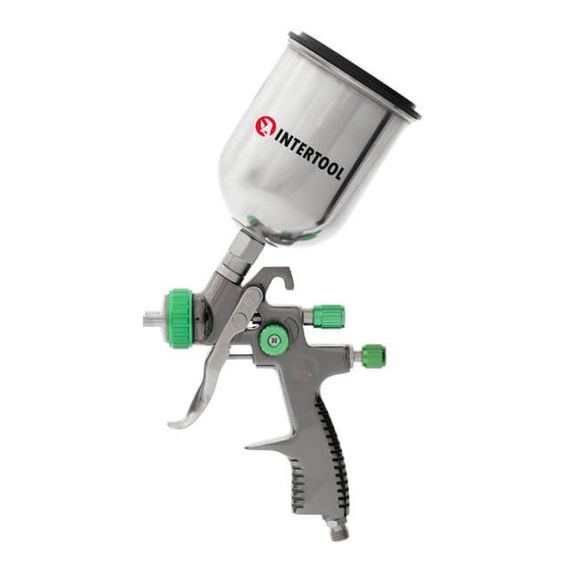 Фарбопульт пневматичний LVLP GREEN професійний, верхній металевий бачок INTERTOOL PT-01311 | Зображення 2