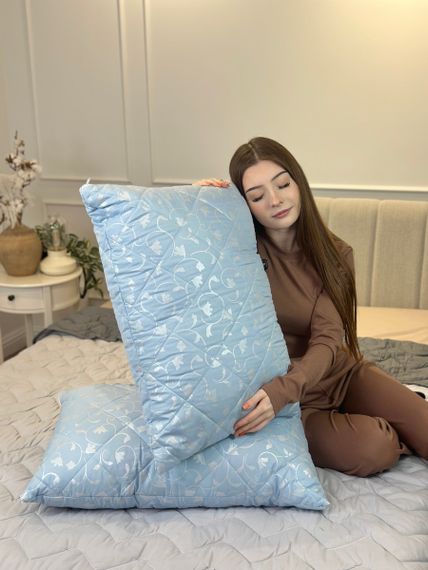 Подушка стеганая из эко пуха со съемным чехлом для стирки Leri Max 21545 70х50 см голубая | Зображення 8