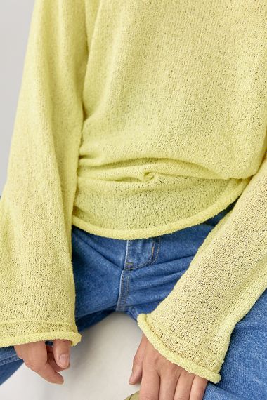 В'язаний джемпер із необробленими краями - жовтий цвет, ONE SIZE (є розміри) | Зображення 3