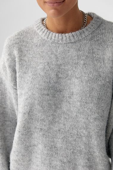 В'язаний светр вільного крою - сірий цвет, ONE SIZE (є розміри) | Зображення 3