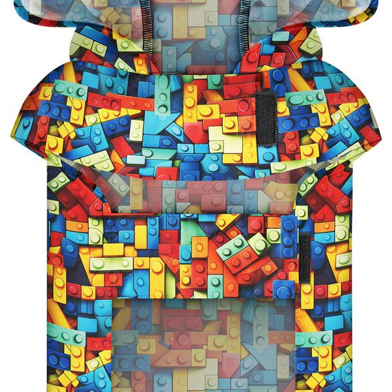 Дощовик-накидка з капюшоном для собак WAUDOG Clothes, малюнок "Блоки", XS, А 26-29 см, B 32-41 см, С 21-26 см | Зображення 3