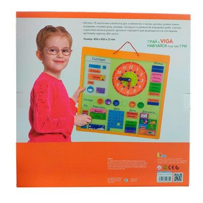 Ігровий набір Viga Toys Магнітний календар з годинником, на українській мові (50377U) | Зображення 4