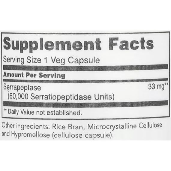 Серрапептаза Protocol for Life Balance Serrapeptase 60000 Units of Activity 60 Veg Caps | Зображення 1