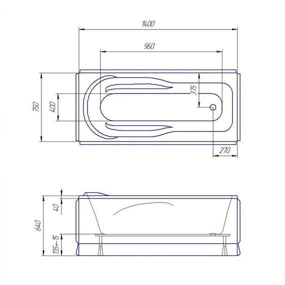 Акрилова ванна Redokss San CATANZARO 1400х750 | Зображення 2
