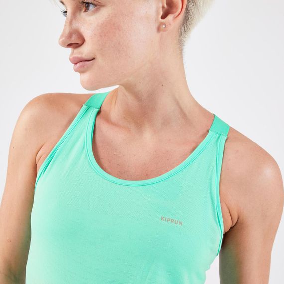 Майка жіноча KI PRUN Run 500для бігу з вшитим топом зелена - L | Зображення 3