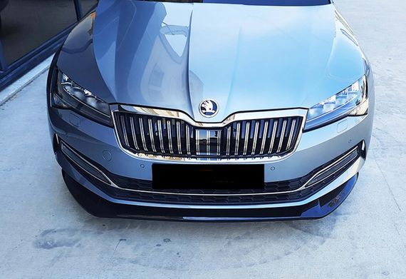 Передня Lip накладка DPT V-3 (2015-2020, чорний глянець) для Skoda Superb рр | Зображення 1