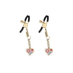 Зажимы для сосков Liebe Seele Nipple Clamps Gold Heart-shaped Flowers on White sexstyle