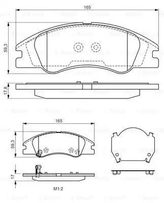 Колодки гальмівні дискові KIA CERATO передні.  BOSCH (0986494577)