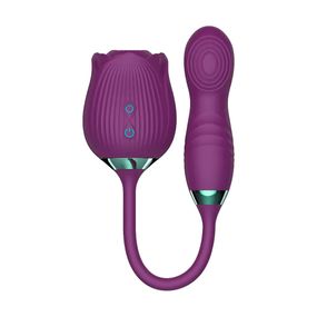 Подвійний вакуумно-хвильовий вібратор Babydoll Вакуумний Фіолетовий QM26-1