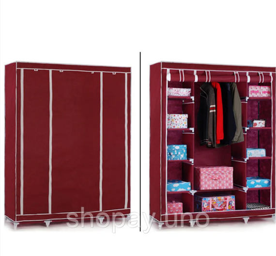 Складной тканевый шкаф STORAGE WARDROBE 88130 на 3 секции, 130х45х175 см