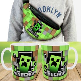 Набор: Сумка-бананка+ Кружка майнкрафт "Minecraft" детская с принтом (00124)