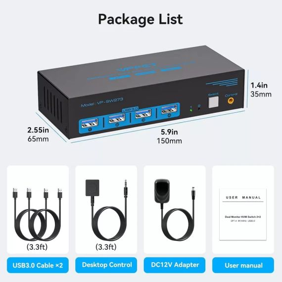 VPFET 4K@144Hz DisplayPort KVM Switch VP-SW273 KVM-переключатель | Зображення 6