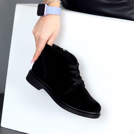 Класичні чорні черевики натуральна замша низький хід