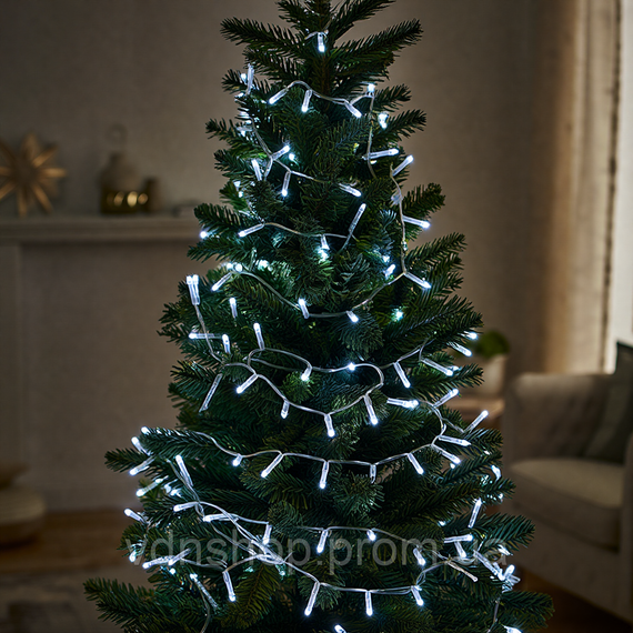 Новогодняя гирлянда комнатная нить 18 м 180 LED белый провод Белый W180LED18MWW | Зображення 5