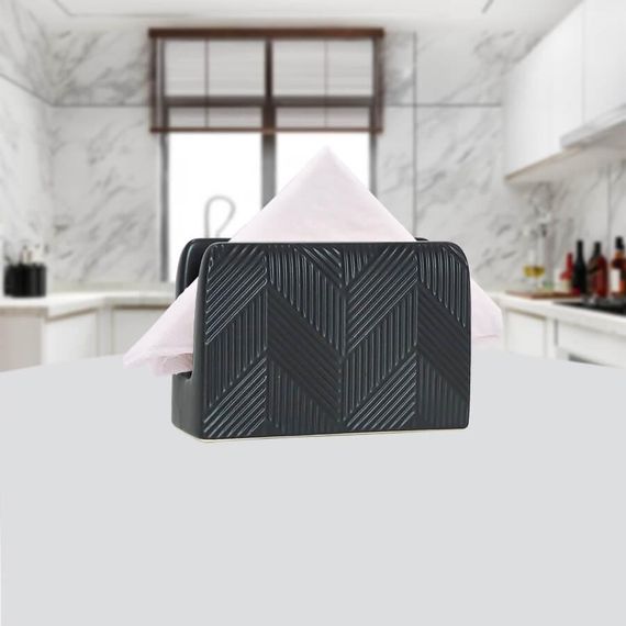 Салфетница керамическая Maestro MR-20003-44 Geometry Black настольная подставка для салфеток | Зображення 1