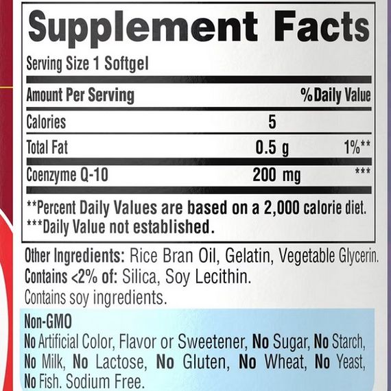 Коэнзим Puritan's Pride CO Q10 200 mg 120 Softgels | Зображення 1