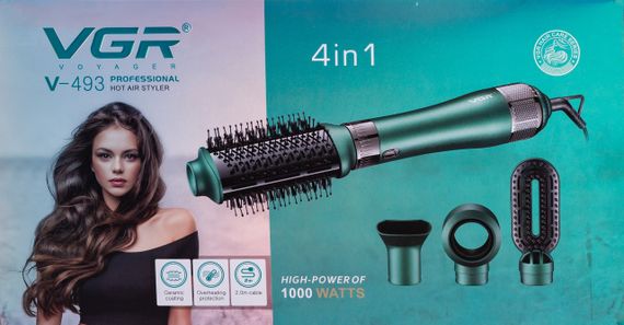 Фен-щітка 4в1 з насадками, 1000 Вт професійний VGR V-493 | Зображення 9