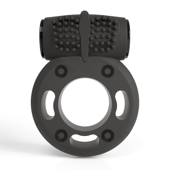 Віброкільце на пеніс Crushious, з рельєфом, силіконове, чорне Sex Aura