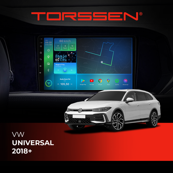 Штатна магнітола Torssen VW Universal 18+  FL9 4+64Gb 4G Carplay DSP