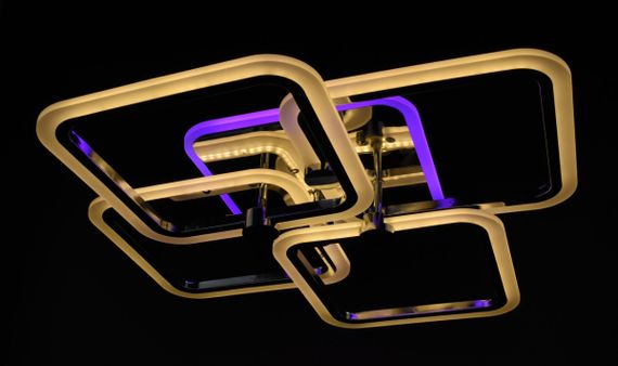 Люстра світлодіодна стельова LED світильник для квартири на стелю лед з пультом 26096 Хром 10х56х65 см. | Зображення 8