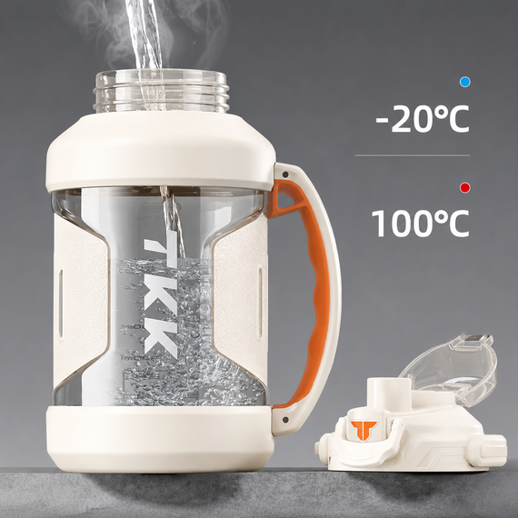 Спортивная бутылка TKK (2000 мл) - Белый матовый Tritan BPA-free, с эргономичной ручкой и клапаном | Зображення 5