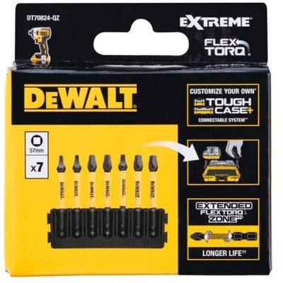 Набор бит DeWALT в касете для Tough Case, FlexTorq, L57 мм, SQ1 2 шт. SQ2 3 шт. SQ3 2 шт. (DT70824) | Зображення 1
