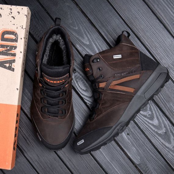 шкіряні зимові черевики Merrell коричневі | Зображення 7