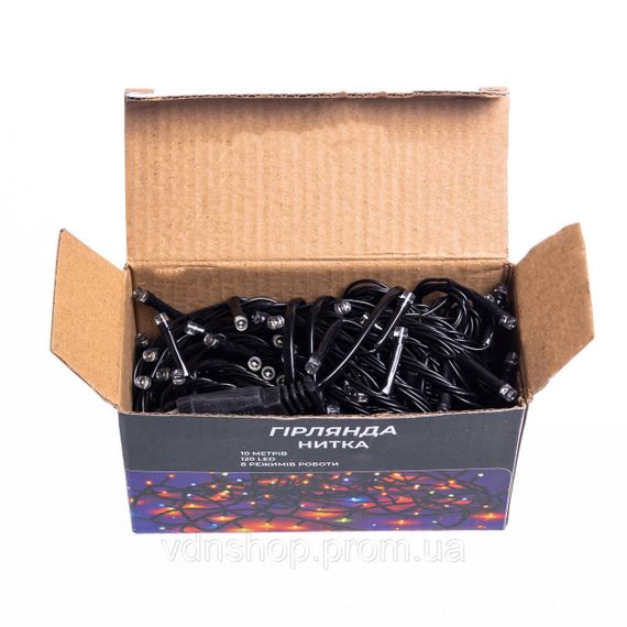 Новорічна гірлянда кімнатна нитка 10 м 120 LED чорний провід Білий W120LED10MBW | Зображення 5