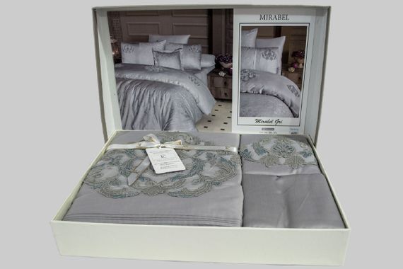 Комплект постільної білизни First Choice Vip Satin Moonlight 200x220 Mirabel Grey | Зображення 1