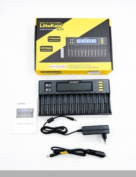 Універсальний зарядний пристрій з LED-індикацією Liitokala Lii-S12+Car 1.2V/3.2V Li-Fe/3.7V Li-Ion/3.8V Li-Ion/9V (46677-LiitoKala Lii-S12 12_1243)