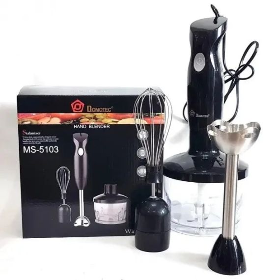 Блендер Domotec Ms-5103 3в1, ручной погружной блендер, миксер, кухонный комбайн, кухонный измельчитель 500 Вт | Зображення 1