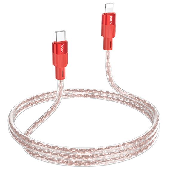 Дата кабель Hoco X99 Crystal Junction PD 27W Type-C to Lightning (1m) Red | Зображення 3