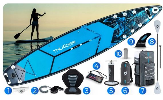 Надувна дошка SUP THUNDER BLUET 365 см з веслом | Зображення 9