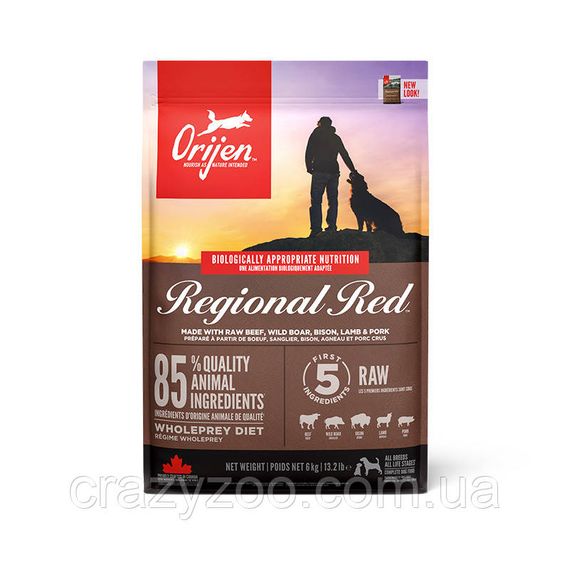 Сухой корм для собак всех пород Orijen Regional Red с красным мясом 6 кг o18460