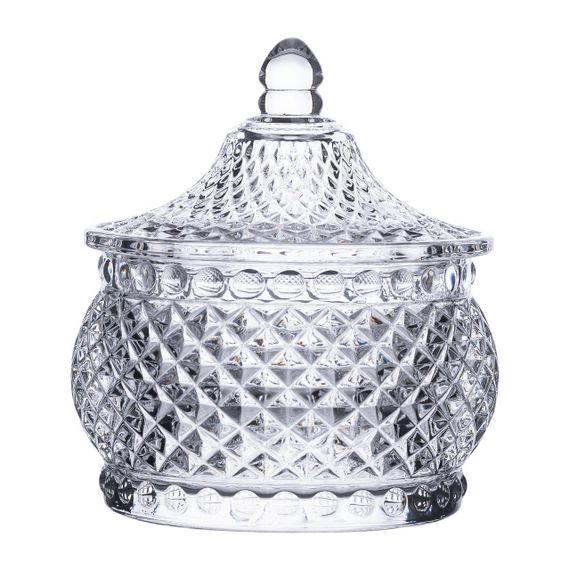 Цукерниця скляна з кришкою Ø 8 см кругла HP-YH-4