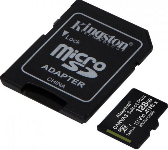 Карта пам'яті microSDXC 128Гб Class 10 (UHS-1) 100Мб/с Kingston  Canvas Select Plus + adapter SD | Зображення 1