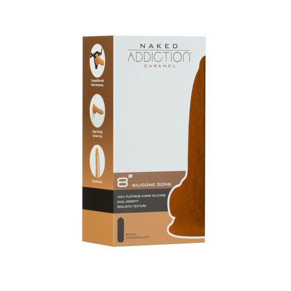 Фалоімітатор ADDICTION Dual Density Silicone Dildo Caramel 8″, присоска, діаметр 4,3 см, віброкуля | Зображення 9