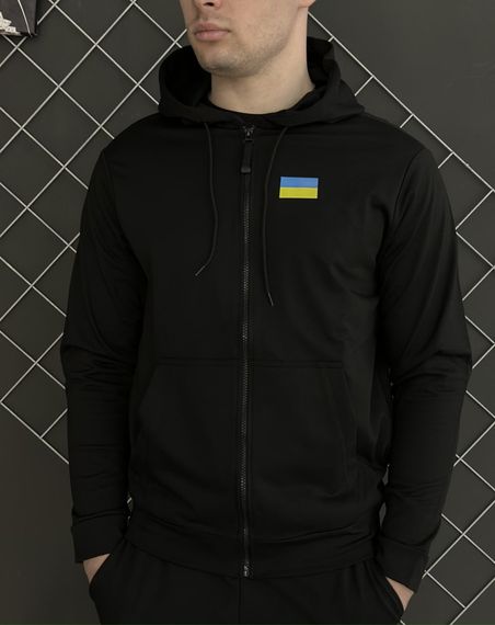 Демісезонний спортивний костюм Прапор чорна кофта на змійці + чорні штани (двонитка) RD089/RD094 | Зображення 2