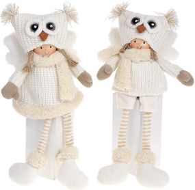 М'яка іграшка "Діти в совиних шапках" сидячі 43см, 2 дизайни, білий