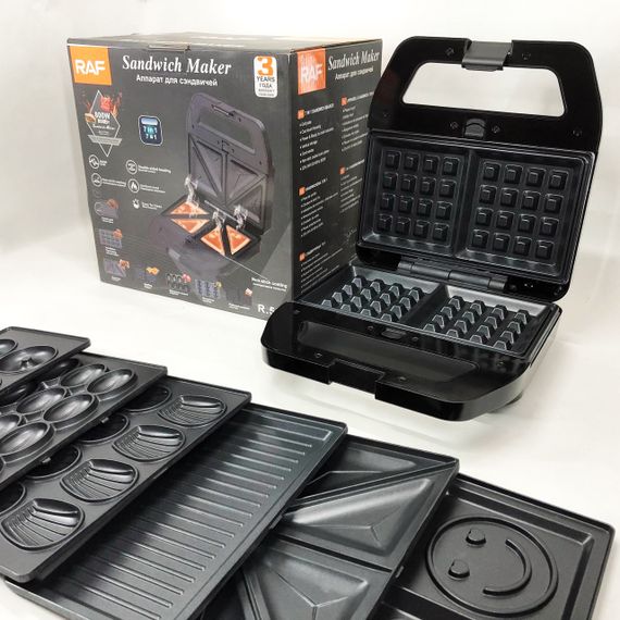 Мультимейкер RAF R.552 – 7 в 1: вафельниця, гриль, сендвічниця, пончики, горіхи, кекси, печиво, 800 Вт | Зображення 9