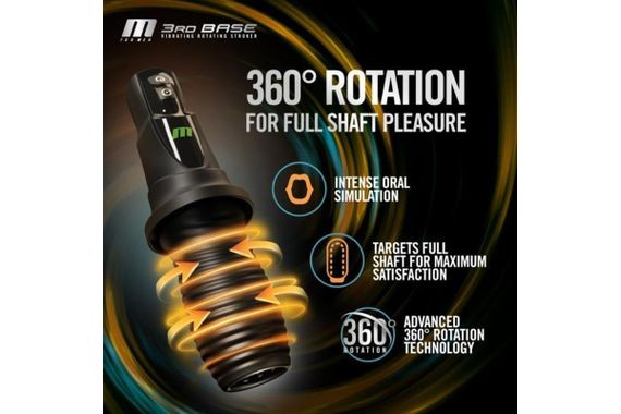 Перезаряжаемый вибрирующий вращающийся автоматический Blush 3Rd Base мужской мастурбатор, черный sexstyle | Зображення 3