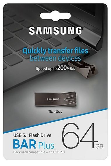 Flash Drive Samsung Bar Plus 64GB (MUF-64BE4/APC) Black | Зображення 2