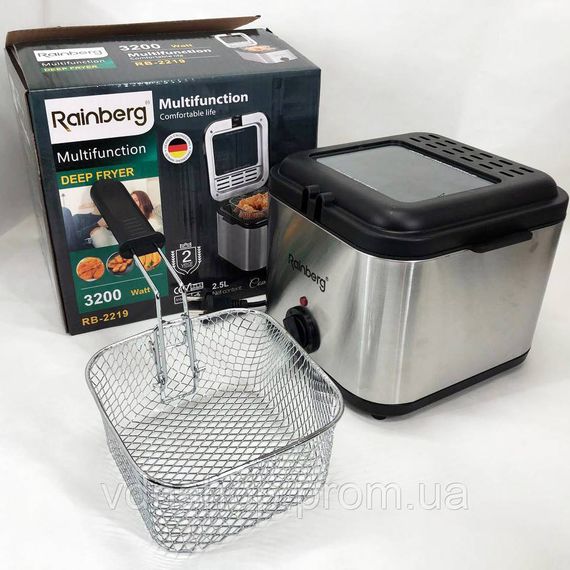 Фритюрниця для дому Rainberg RB-2219 з терморегулятором та знімною чашею електрофритюрниця міні фритюрниця FG-57 | Зображення 2